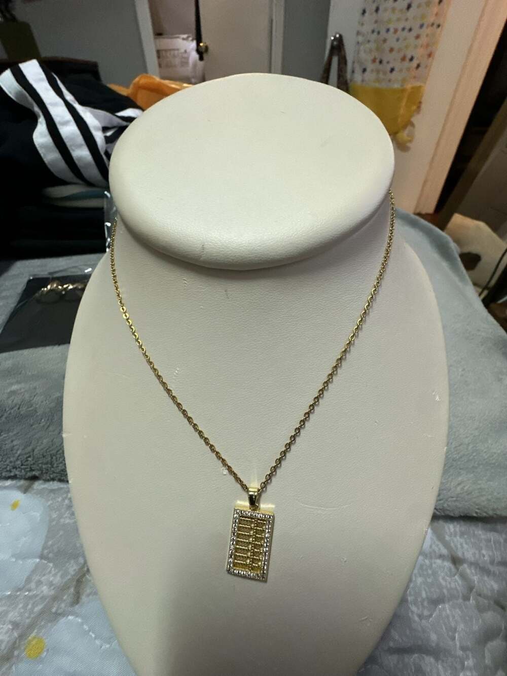 Gold Plated Stainless Steel Abacus Pendant Necklace